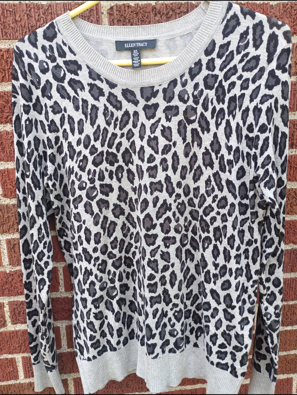 Leopard Print Ellen Tracy Grey Sweater